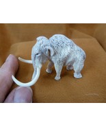(WM100-W57) Medium white Woolly Mammoth carving antler figurine Bali det... - $243.72 CAD