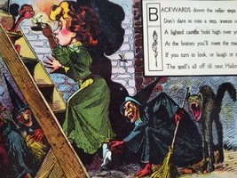 Halloween Postcard Nash Series 1073 Comic Witches Black Cat Spook Lady - £107.53 GBP