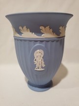 Vintage Wedgwood Blue Jasperware 6.5&quot; Grecian Porcelain Vase Made in Eng... - $98.99