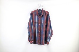 Vintage 90s Streetwear Mens XL Distressed Rainbow Plaid Flannel Button Shirt - £31.61 GBP