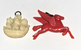 Mobil Flying A Horse &amp; Clipper Ship Plastic Premium Charms - $9.95