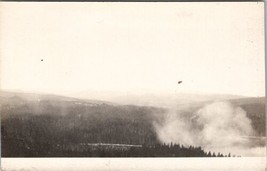 RPPC Big Horn Mountains Wyoming Fog Rising off Water &amp; Log Structure Postcard X8 - £7.86 GBP