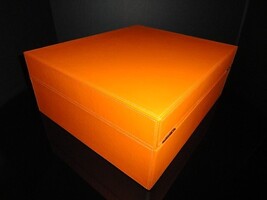Brizard Airflow Humidor in Racing Orange Leather with cutter and lighter NIB image 6