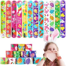 48Pcs Easter Slap Bracelets For Kids, Wristband Party Favors Snap Bracelets Bulk - £10.59 GBP