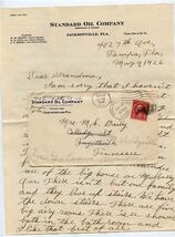 1926 Hand Written Letter on Standard Oil Co Jacksonville Florida Stationery - $17.82