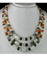CLASSIC MULTI NATURAL SEMI PRECIOUS 3 LINE 588 CTS CARVED MELON BEADED N... - £151.11 GBP