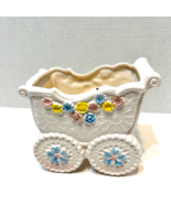 Vintage Nursery Baby Carriage Planter C 8289 Hand Painted Embossed 5.5x4... - £14.37 GBP