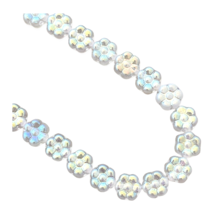 22 Flower Beads Czech Boho Glass 8mm Crystal Clear Half AB Flat Daisy Coin - £3.15 GBP