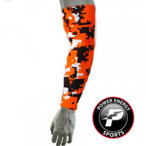 Boys Youth Football Baseball Softball No Slip Compression Arm Sleeve Orange Camo - £7.03 GBP