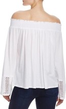 Three Dots Womens Trellis Lace Peasant Top Size Small Color White - £35.66 GBP