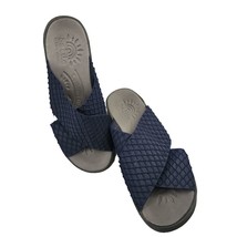 Easy Street SoLite Womens 9M  Sandals Navy Woven Stretch Strap Platform Heels - £15.80 GBP