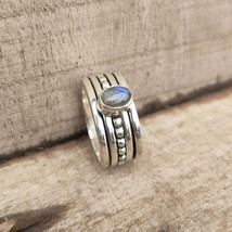 925 Sterling Silver Ring Spinner Ring Meditation Ring Labradorite Gemstone Ring - £40.28 GBP
