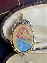 Antique Miniature Madonna Jewelry Pendant Gold 18K Diamonds Hand Painted Italy - £1,541.87 GBP