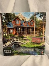 Cardinal 1000 Piece Jigsaw Puzzle Pine Cabin Home 20&quot;x27&quot; COMPLETE - £6.11 GBP