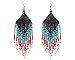 Long Multicolored Cech Glass Seed Bead Fringe Large Beaded Dangle Earrings - Wom Item image 3