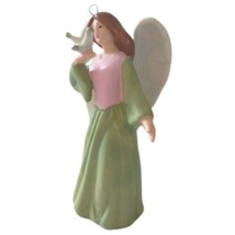 American Greetings Angel Ornament Holding Dove Ceramic Porcelain Christmas Box - $14.83