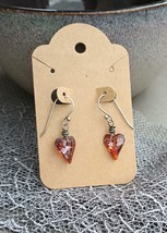 Oxidized Sterling Silver Dangle Style Red Heart Earrings, EPC - $37.62