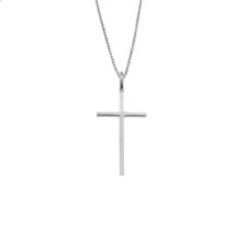 10k Solid White Gold Small Dainty Thin Simple Plain Cross Pendant Necklace - £70.14 GBP+