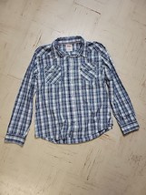 Levis Pearl Snap Western Men&#39;s Shirt  XXL 2XL Blue Plaid Long Sleeve White Tab - $19.87