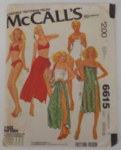 Mccall&#39;s Pattern #6615 Misses Bathing Suits Szs 12-16 Cover Ups Uncut Print 1979 - £7.72 GBP