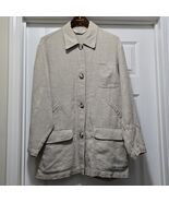 VTG LL BEAN Relaxed Fit 100% Linen Chore Shirt Jacket Lagenlook Womens M... - $62.19 CAD