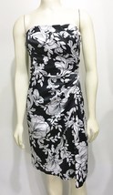 Strapless Cocktail Dress 0 Hawaii Floral Satin Sarong White House Black ... - £30.15 GBP