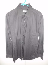 Brioni Uomo Taglia Large Grigio Lungo Pulsante Anteriore Camicia 40-41 - £46.23 GBP