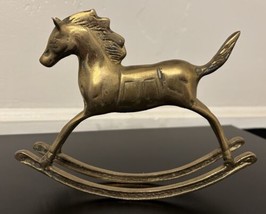 Vintage Brass Rocking Horse Collectible Decorative Figurine - $30.96