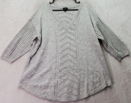 Torrid Sweater Womens Size 2 Gray Cutout Knit Nylon 3/4 Sleeve V Neck Pullover - £18.40 GBP