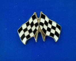Double Racing Checkered Flag Pin Hat Tac Lapel Backpack Flair 1 inch - £3.89 GBP