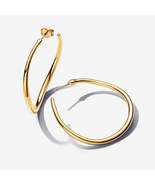 Essence 14k gold plating Organically Shaped 42 mm Open Hoop Earrings 263... - $21.80