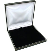 Black Leather Necklace Gift Box Jewelry Display Case 6 1/2&quot; - £10.43 GBP