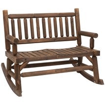 Outsunny 2-Person Wood Rocking Chair - Log Design Patio Loveseat - €191,75 EUR