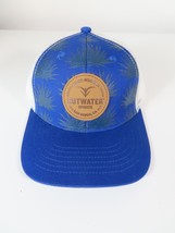 Cutwater Spirits Blue/White Hat Cap Leather Patch Mesh Back Snapback NWOT - £23.49 GBP