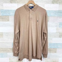 POLO Ralph Lauren Long Sleeve Soft Jersey Polo Shirt Tan Brown Cotton Mens XL - $49.49