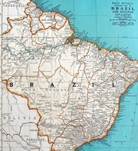 Brazil Guianas South America Map 1935 Atlas Bolivia Argentina 14 x 11&quot; LGAD99 - £39.90 GBP
