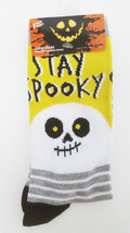 Gertex Women&#39;s Halloween Socks Gray 5-10 shoe 9-11 Spooky Ghost Striped Novelty  - £5.22 GBP