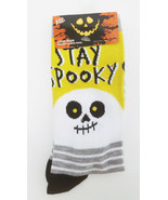 Gertex Women&#39;s Halloween Socks Gray 5-10 shoe 9-11 Spooky Ghost Striped ... - £5.15 GBP