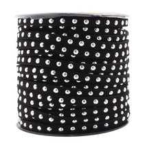 5Mm Studded Black Faux Suede Cord Rope For Jewelry Making - 20 Yards Faux Leathe - £18.37 GBP