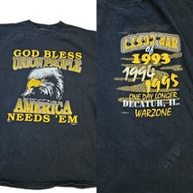 Vintage 90s Sz XL Eagle GCIU God Bless Union Workers America Needs Em Shirt - £22.26 GBP