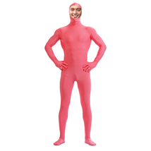 Full Body PINK Zentai Suit Men&#39;s Women&#39;s Spandex Halloween Open Face Costume NEW - £3.62 GBP