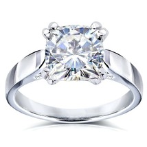 2CT Kissen-Schliff LC Moissanit Solitaire Promise Verlobungsring Weiß Plattiert - £141.19 GBP