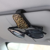 Sunglass Holder for Car Visor Fashionable Leopard Print Magnetic Leather Car Sun - £21.58 GBP