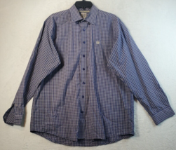 Cinch Shirt Men Large Blue Check 100% Cotton Long Sleeve Logo Collar Button Down - £11.92 GBP