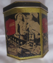 Coca-Cola  Octagon tin with Lid Soda Fountain with Ladies and Cooler on Top Lid - £5.26 GBP