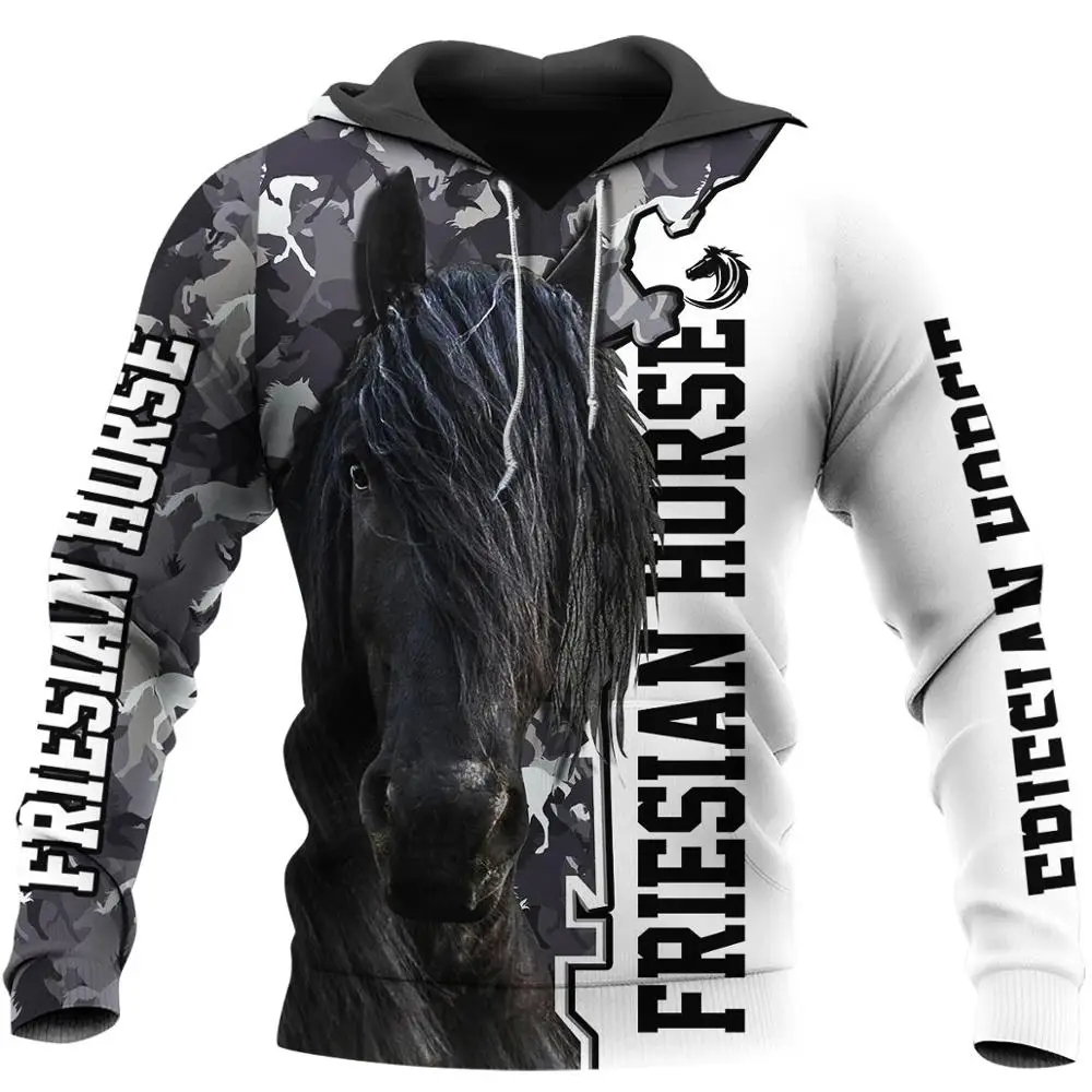 Beautiful Friesian  3D Printed  Mens Hoodie Harajuku  Unisex Casual Jacket Pullo - £133.72 GBP