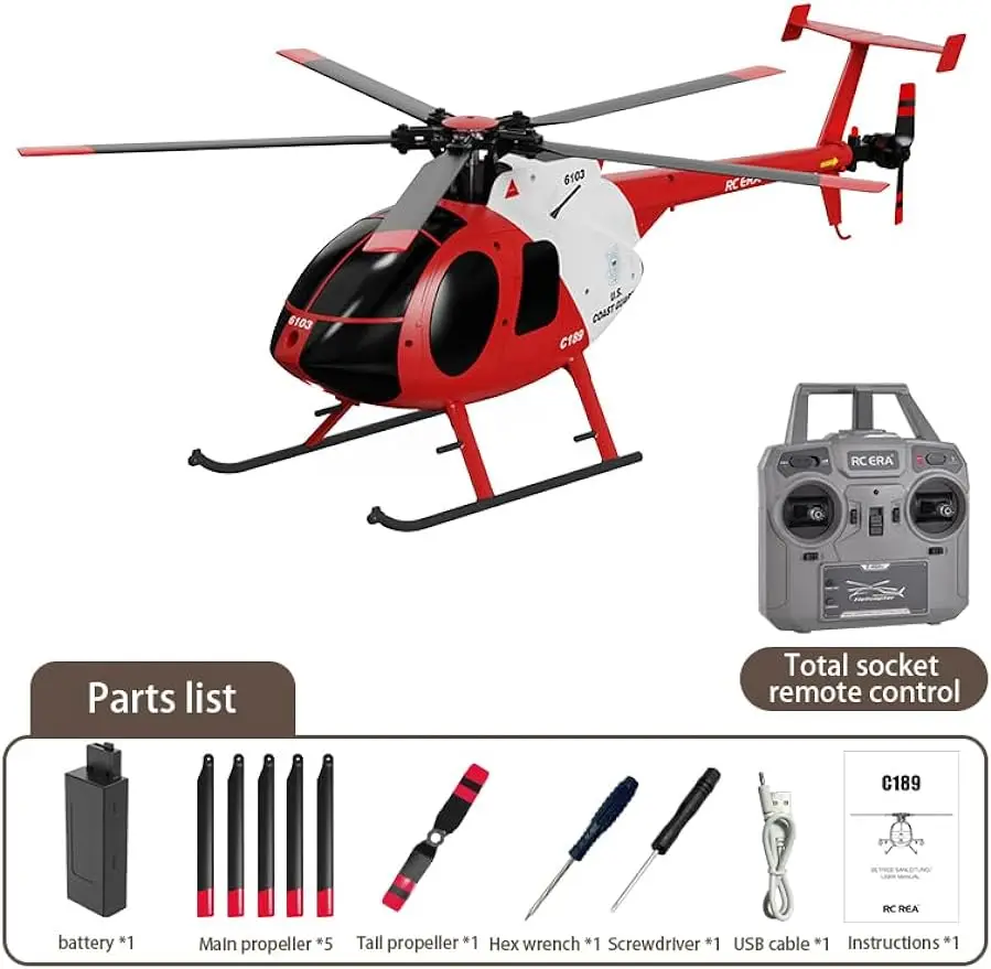 RC Helicopter MD500 Little Bird C189 with Single-Rotor 1/28 2.4G 4CH 6-A... - £258.23 GBP+