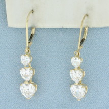 Heart Dangle CZ Earrings in 14k Yellow Gold  - £217.24 GBP