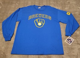 Majestic Cooperstown Collection Milwaukee Brewers Long Sleeve Mens T Shirt L NWT - £17.77 GBP