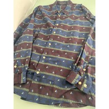 Jhane Barnes Men Shirt Sale Boat Geometric Pattern Long Sleeve Button Up XL - £23.64 GBP